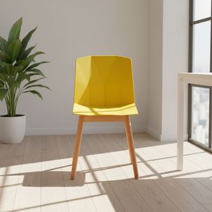 Chaise de bureau en polypropylène (PP) à coque, avec pieds en <span class=keywords><strong>bois</strong></span> massif, bleue, en résine, colorée, pour salle à manger – Meilleure vente - Product Image 3