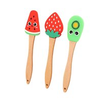 Spatule en silicone mignonne en forme de fruit avec manche en bois, outil de cuisson antiadhésif pour mélanger la crème et la confiture, ustensile de cuisine