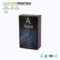 Kotak Kosmetik Premium Kustom Hitam Matte Cetak Konstelasi Langit Perak Hot Stamp Tuck End Carton Grosir Toko Eceran