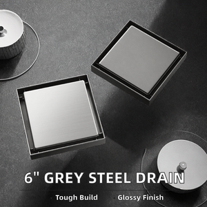 YOTO ท่อระบายน้ำพื้นห้องน้ำ6นิ้วแบบทันสมัยท่อระบายน้ำสแตนเลสสีเทาวัสดุทองเหลืองระบายน้ำที่พื้นท่อระบายน้ำขนาด10*10ท่อสำหรับล้างและอาบน้ำ - Product Image 6