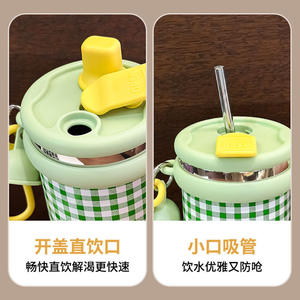 Gobelet isotherme en acier inoxydable Baoluocc 500 ml avec poignée et paille pour les voyages - Product Image 5