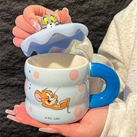 Taza de Cerámica 3D Personalizada con Diseño de Dibujos Animados para Parejas, con Tapa, Resistente al Calor, Capacidad de 320 ml, Regalo de Cumpleaños