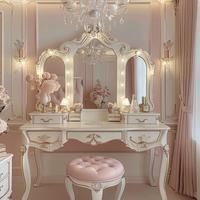 Table à langer extensible et réglable de style européen de luxe avec miroir et tiroirs pour chambre à coucher, hôtel et appartement