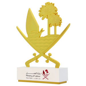 Trofeo Personalizado del Ministerio de Trabajo de Qatar, Impreso en 3D, Base de Cristal K9, Regalo Promocional Empresarial y Conjuntos de Regalos - Product Image 3