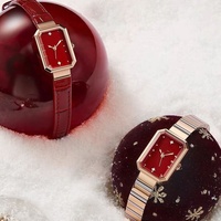 Jam Tangan Wanita Merah Muda Retro Model Kubus Gula dengan Jarum Baja Tahan Karat Ramah Lingkungan - Produk Baru, Promo Terbatas