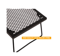 Barbecue de camping portable pliable noir en acier émaillé avec chariot, dispositif de sécurité flamme et hauteur réglable facilement