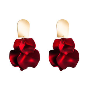 Boucles d'oreilles pampilles, bijou Vintage élégant motif pétale de Rose rouge, fleur de mariage, pour femmes, - Product Image 1