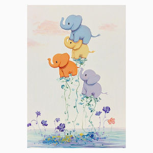 Pintura al óleo pintada a mano, elefante auspicioso, arte de pared texturizado moderno para decoración de fondo de sofá de sala de estar - Product Image 5