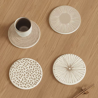 Sous-verres et sets de table en boue de diatomée de style japonais, résistants à la chaleur, réutilisables, absorbants, à séchage rapide, diamètre 10 cm