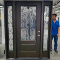 Porte d'entrée avant en PVC au design moderne Porte en verre étanche avec ouverture latérale Extérieur en fibre de verre fini pour le salon