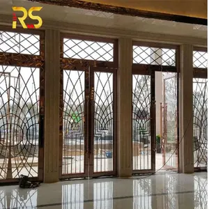 Foshan decorativo aço inoxidável vidro porta entrada porta moderna luxo hotel porta