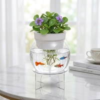 Mini aquarium de bureau KAJI Creative Lazy Person, vase à fleurs hydroponique en plastique transparent avec base pour Pothos et plantes vertes