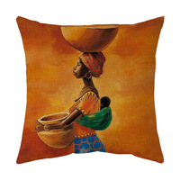 Housse d'oreiller de beauté artistique pour femme et fille africaine, impression numérique, coussin pour canapé, chambre à coucher, offre spéciale, 45x45