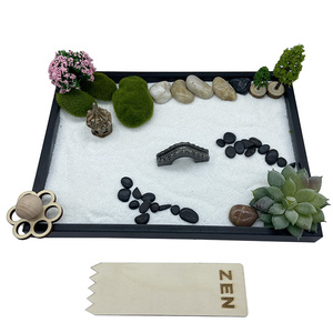 Décoration <span class=keywords><strong>miniature</strong></span> pour bureau à domicile, jardin zen japonais, pierre, râteau à lotus, cerisier, mini jardin zen personnalisé - Product Image 3