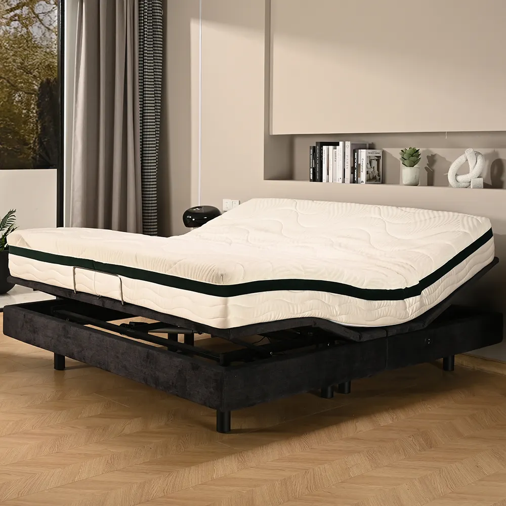 Tecforcare USA warehouse electric adjustable bed with massage modern foldable bed king size queen size metal bed frame