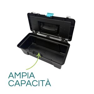 Cassetta degli attrezzi in plastica resistente da 2,3 litri con chiusura a scatto e 5 scomparti per vassoi portaoggetti - Product Image 3