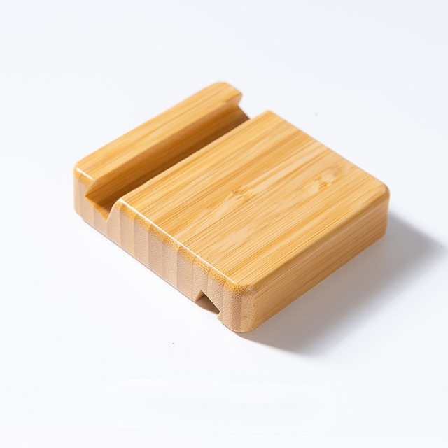 Promotional Gift Universal Personalized Wooden Bamboo Wood Cell Phone Holder Stand Custom Logo Print
