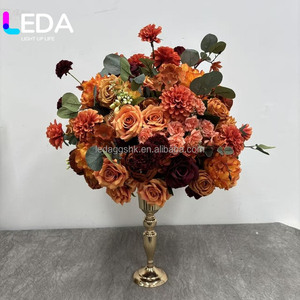 Centros de mesa con bolas de flores artificiales de rosas naranjas de 40 cm de LEDA Factory Direct para decoración de bodas - Product Image 6