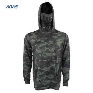 Anti UV Fishing Jersey Sublimation Quick Dry Fishing Wear Digital Printing Shirts Tops Men With Neck Gaiter And A Hood 10 PCS