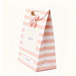 Custom 250g White Coated Paper Eco-Friendly Digital Printing <b>Gift</b> Packaging <b>Bag</b> with Ribbon Bow for Shoes & Clothing - Product Image 1