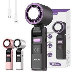 พัดลมดิจิตอล LED แบบพกพา แบตเตอรี่ 2400mAh ชาร์จซ้ำได้ ปรับความเร็วได้ 100 ระดับ พับเก็บได้ ไม่มีใบพัด ใช้ได้กับรถยนต์และรถบ้าน - Product Image 1