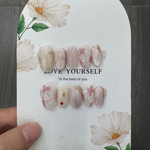 Uñas Postizas Rosadas Encantadoras al por Mayor con Pedrería 3D, Uñas Acrílicas Hechas a Mano, Uñas Postizas con Logotipo Personalizado - Product Image 5