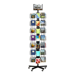Présentoir rotatif métallique personnalisé à 4 faces pour brochures, 84 poches, support de sol pour brochures et bandes dessinées pour la vente au détail et les expositions - Product Image 2