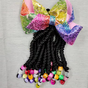 En gros Perruque tressée synthétique, Dreadlocks africaines pour enfants, <span class=keywords><strong>Queue</strong></span> <span class=keywords><strong>de</strong></span> <span class=keywords><strong>cheval</strong></span> perlée <span class=keywords><strong>avec</strong></span> nœud, Accessoires capillaires, Coiffes, <span class=keywords><strong>Queue</strong></span> <span class=keywords><strong>de</strong></span> <span class=keywords><strong>cheval</strong></span> pré-tressée - Product Image 1