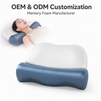 Oreiller ergonomique 2-en-1 en mousse à mémoire de forme avec logo personnalisé, design moderne, orthopédique cervical pour soulager la douleur au cou au lit
