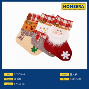 17x38cm calze natalizie in poliestere colori assortiti pacchetto di 360 pezzi di stampa modello di calzini di forma peluche - Product Image 1