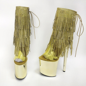 Botines Mujer Femme Talons <b>Platform</b> Super Heels Golden Tassels Women Fashion Pole Dance Shoes <b>Boots</b> for Ladies - Product Image 2