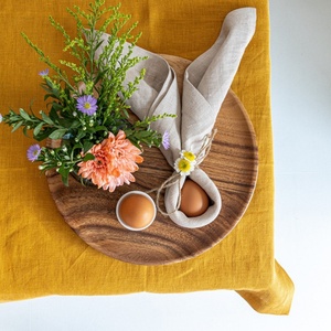 Natural <b>Linen</b> Napkins Pure Tassel Classic Style Handmade Hemstitch <b>Table</b> Plain Napkin Customized for Wedding Cotton Canvas - Product Image 2