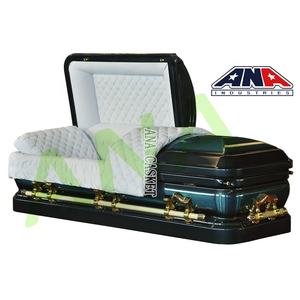 Ataúdes y Féretros ANA, Ataúd de Metal Funerario de Forma Redonda <span class=keywords><strong>Azul</strong></span> Cepillado con Interior de <span class=keywords><strong>Terciopelo</strong></span> - Product Image 1