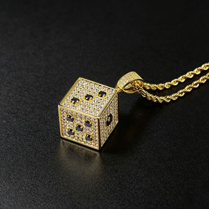 <span class=keywords><strong>Collana</strong></span> con Ciondolo a Dado Iced Out da <span class=keywords><strong>Uomo</strong></span> in Rame con Zirconi Cubici, Colore Oro e Argento, Gioielli Hip Hop, Accessori Moda - Product Image 4