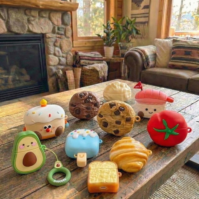 3D Food Desert Kawaii Earbud Case Fashion Hard Cover With Keychain for Girls Kids AirPods 1 2 3 4  for IPods Pro 2 Pro3