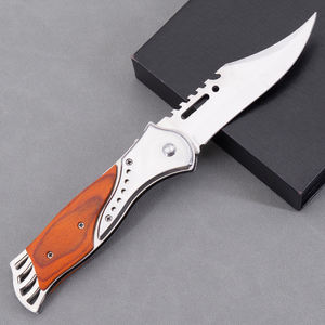 लकड़ी हैंडल स्टेनलेस स्टील ब्लेड पुश बटन लॉक फोल्डिंग cmbat चाकू के लिए चाकू - Product Image 2
