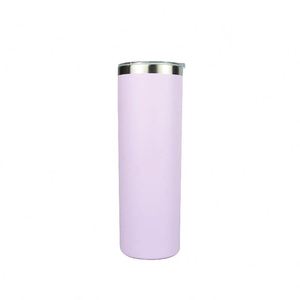 White Sublimation Blank Tumbler 20oz Skinny Stainless Steel Straight Mug with <b>Metal</b> <b>Straw</b> and Lid Included - Product Image 2