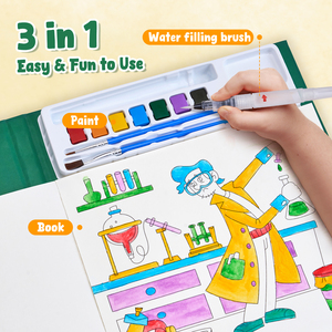 Livre de coloriage à l'aquarelle portable Joycat pour enfants, pour la maternelle, thème des métiers, livre de coloriage à l'eau - Product Image 3