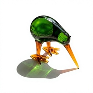 Jarrón de cristal soplado a mano con diseño de pareja de loros, arte contemporáneo de aves y loros, para decoración de oficina. - Product Image 1