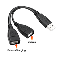 Câble d'extension USB 2.0 mâle vers double USB femelle en Y avec gaine en PVC pour imprimante, souris, scanner et lecteur de codes-barres