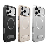 Coque de téléphone personnalisée de haute qualité 2026 avec panneau en verre premium, coque en TPU magnétique avec support et bouton métallique pour iPhone 17 Pro Max