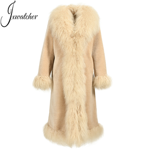 Trench Lungo da <span class=keywords><strong>Donna</strong></span> Invernale 2024 in Montone Shearling <span class=keywords><strong>con</strong></span> <span class=keywords><strong>Pelliccia</strong></span> Mongola Personalizzata in Vera Lana d'Agnello - Product Image 1