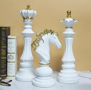 批发树脂雕像工艺品国王和王后战马雕塑象棋套装件奢华装饰