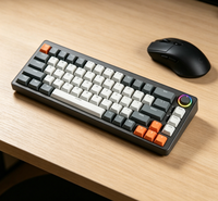 Clavier de jeu ultra-compact à 61 touches rétroéclairé par LED, clavier mécanique sans fil noir pour ordinateur PC