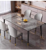 Table à manger moderne en pierre frittée avec pieds en métal, pliable et réglable, pour appartement et salle à manger