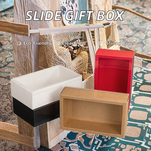 High Quality <b>Recycled</b> Materials Slide Drawer <b>Gift</b> Packaging Kraft Paper Box Magnetic Closure Sponge Lining Full Transparent - Product Image 2