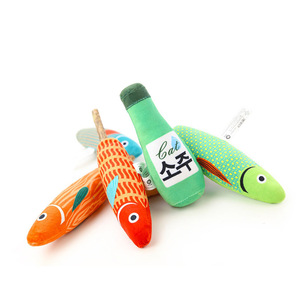 Jouets pour chats Aduck, jouets pour chatouiller avec les chats, jouets à la catnip, jouets en peluche imprimés, poisson grillé, soju coréen. - Product Image 3
