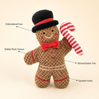 Jouet pour chien en peluche tricotée, sonore, à mâcher, en forme de pain d'épices de Noël, avec bonnet en forme de canne à sucre, cadeau de Noël pour chiens de petite et moyenne taille