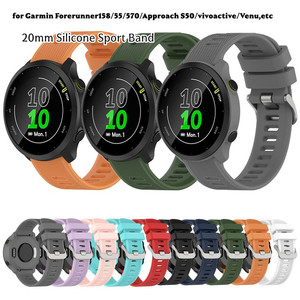 Bracelet de sport en silicone de 20 mm pour montre <span class=keywords><strong>Garmin</strong></span> <span class=keywords><strong>Forerunner</strong></span> 158, 55, 570, 42 mm, Venu, <span class=keywords><strong>Vivoactive</strong></span> 5, bracelet de remplacement pour montre connectée - Product Image 1