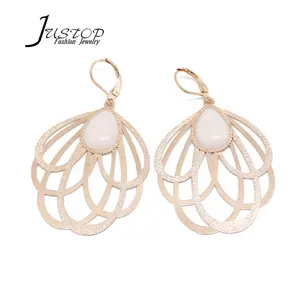 Popular jewelry gold plated water drop epoxy earrings with big pendant